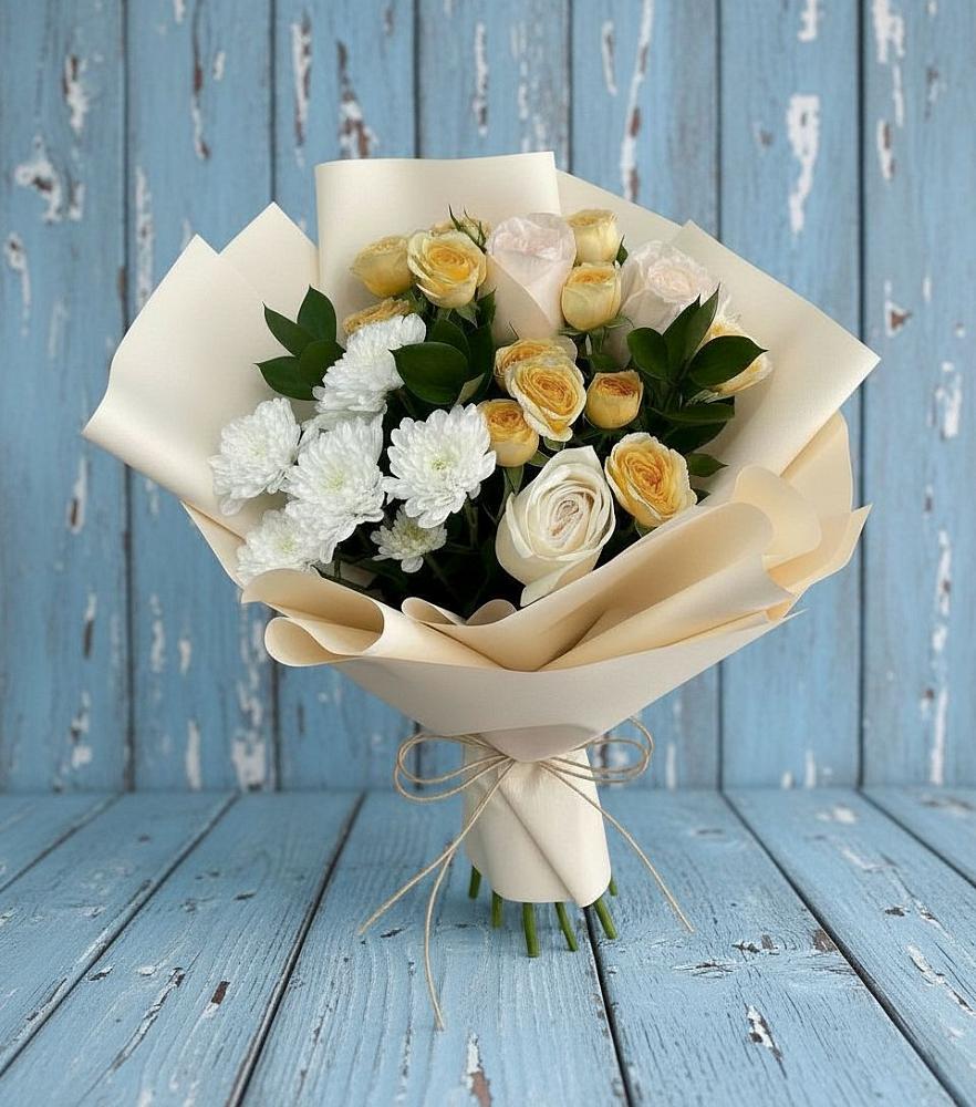 Букет цветов из: Розы и Хризантемы в Гришенки