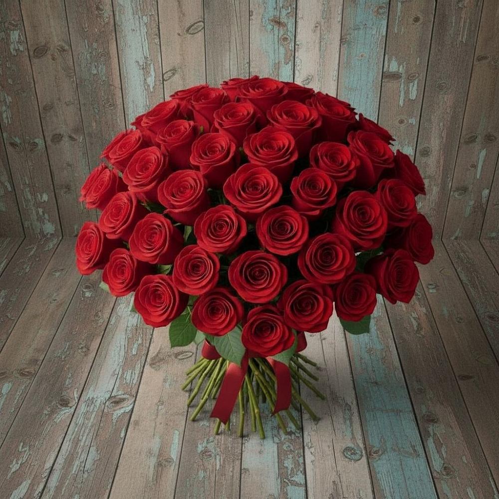 Букет 55 Красных роз Фридом в Гришенки