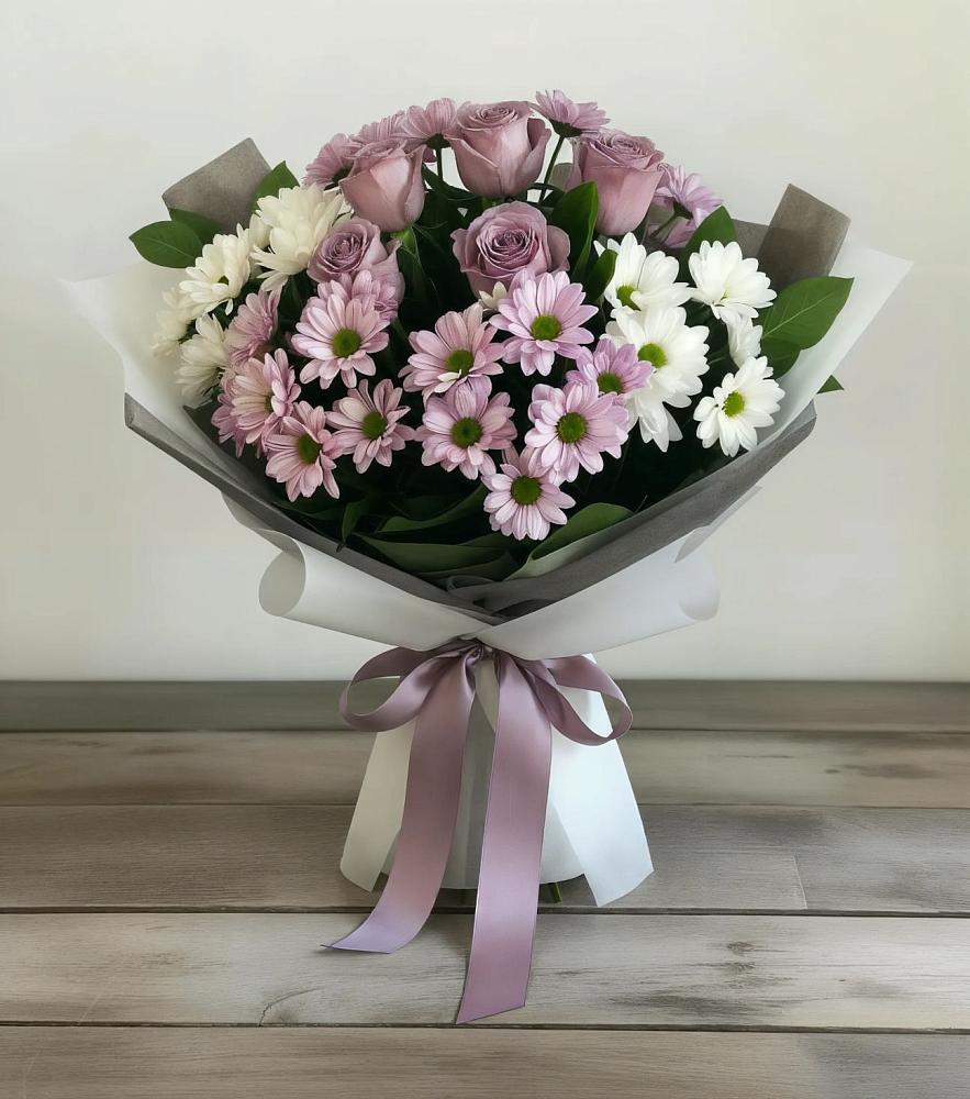 Букет цветов из: Хризантемы и Розы в Гришенки