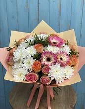 Букет цветов из:  Розы, Герберы и Хризантемы в Гришенки