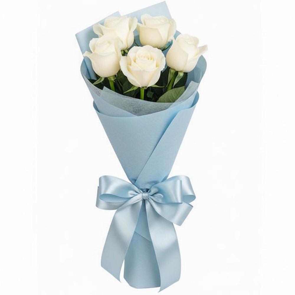 Букет 5 Белых роз Проуд в Гришенки