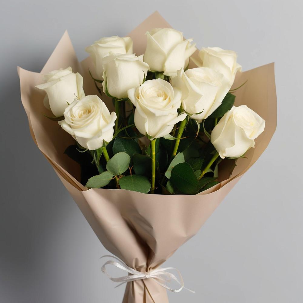 Букет 9 Белых роз Эдлесс Лав в Гришенки