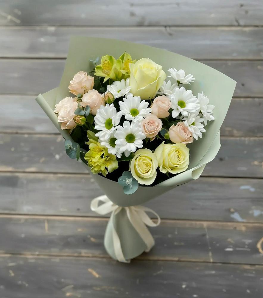Букет цветов из: Альстромерии, Розы и Хризантемы в Гришенки