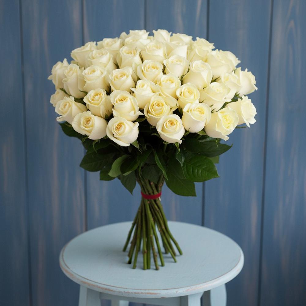 Букет 51 Белая роза Эдлесс Лав в Гришенки