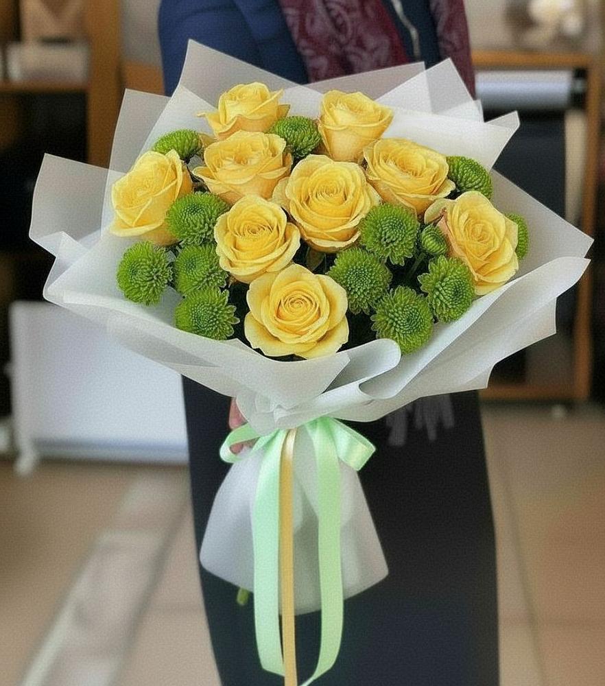 Букет цветов из: Хризантемы и Розы в Гришенки