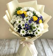 Букет цветов из:  Ирисы, Хризантемы и Розы #REPLACE_PRED# Гришенки