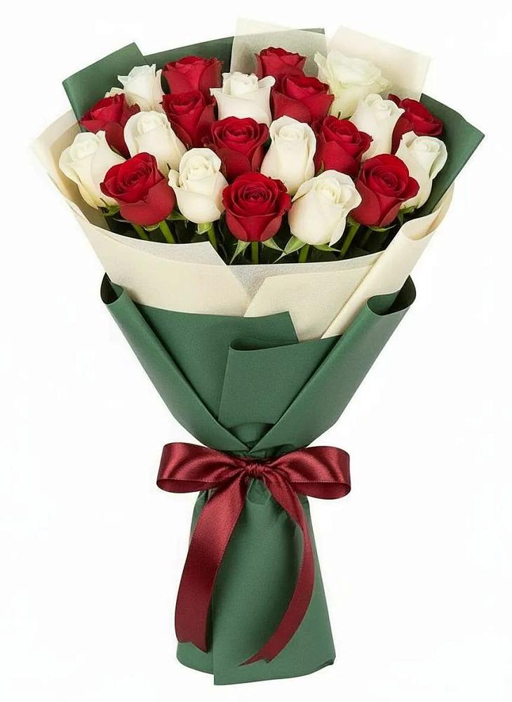 Букет Микс из красных и белых роз в Гришенки