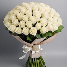 Букет 101 беля роза Белоснежка в Гришенки