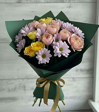 Букет цветов из:  Хризантемы и Розы в Гришенки