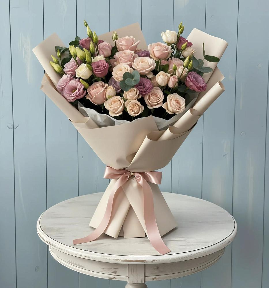 Букет цветов из: Розы и Лизиантусы в Гришенки