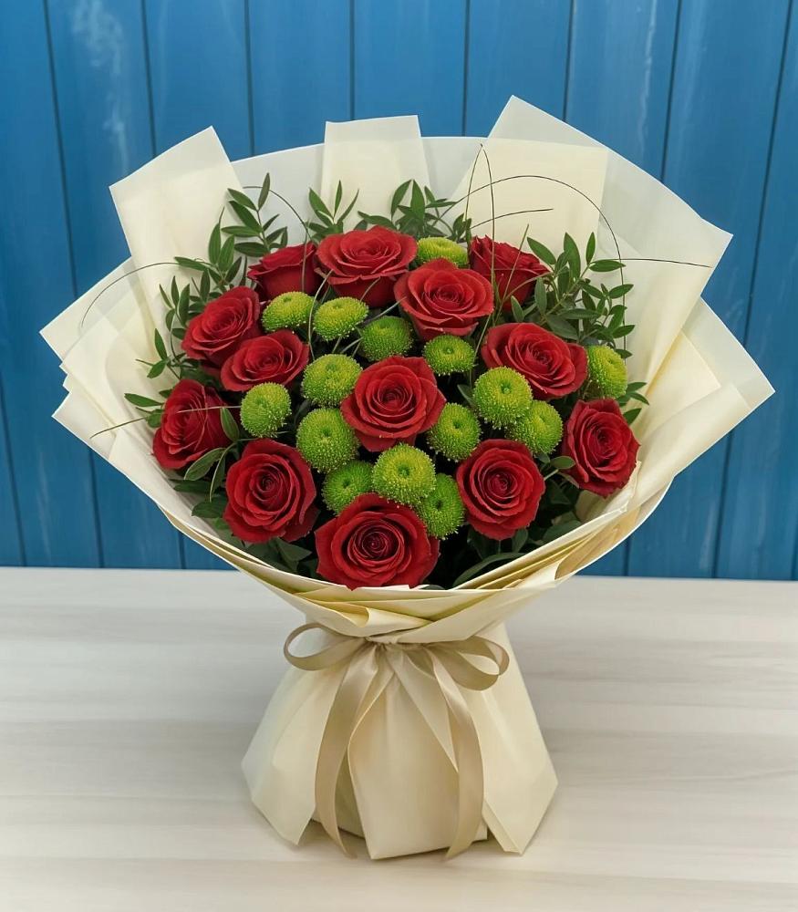 Букет цветов из: Розы и Хризантемы в Гришенки